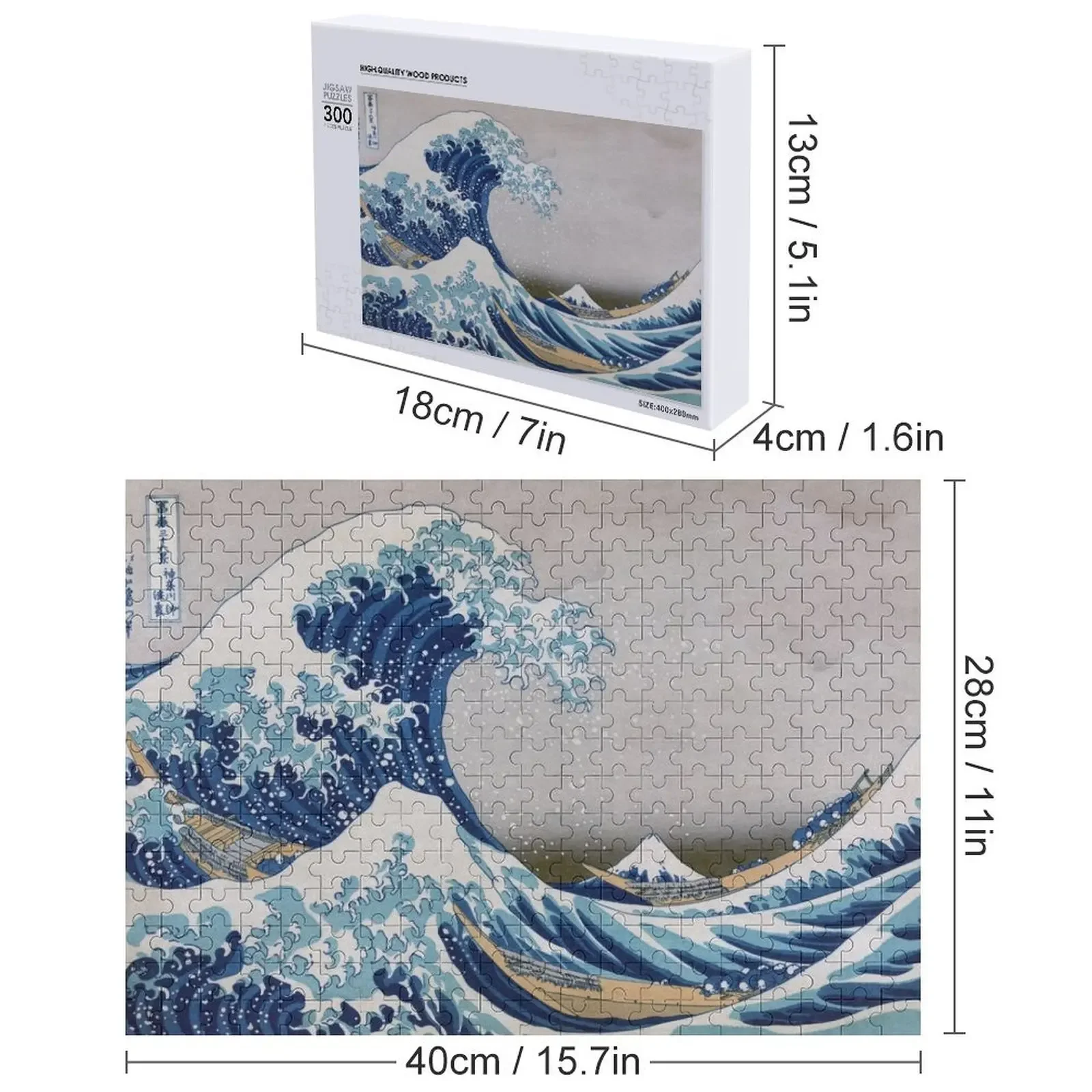 Under the Wave off Kanagawa - The Great Wave-katsusika Hokusai Jigsaw Puzzle Customizeds untuk anak-anak gambar teka-teki