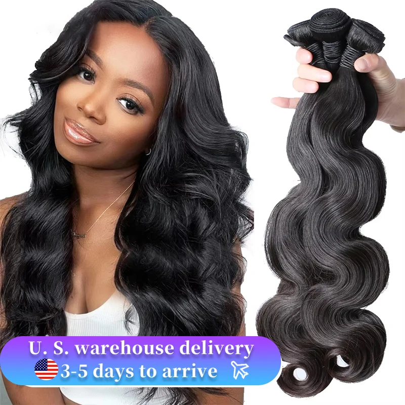 

Body Wave Bundles Human Hair Brazilian Hair Weave Bundles 12A Remy Virgin Hair Raw Hair Extensions 1/3/4 PCS For Women Black