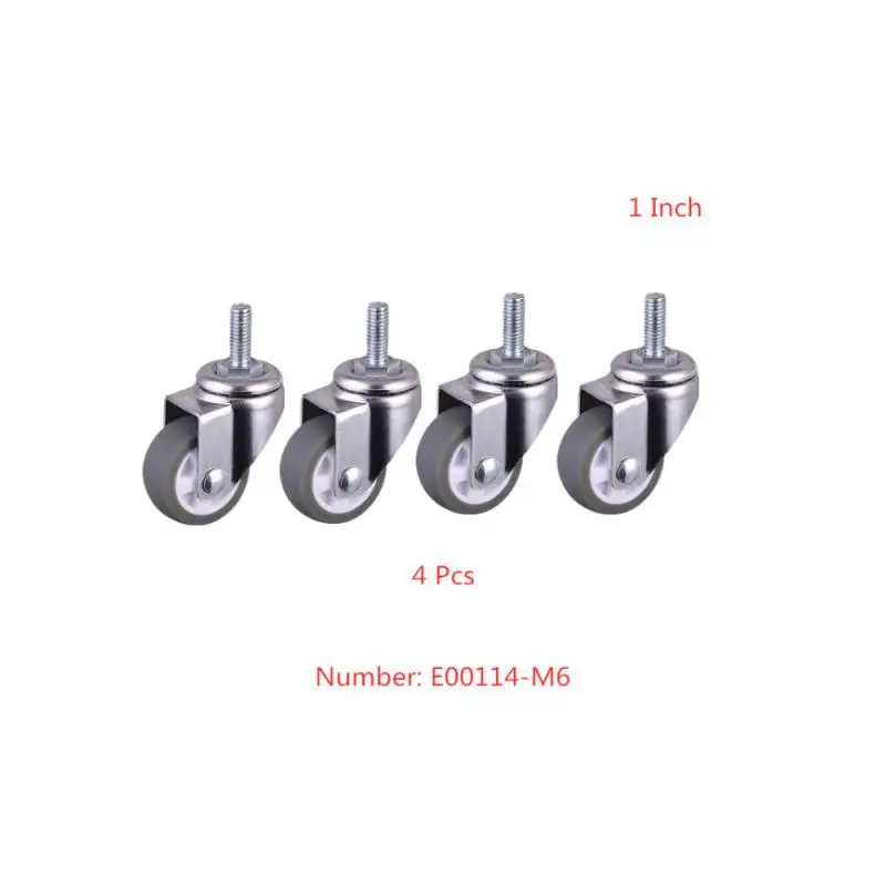 

(4 packs) Casters 1 Inch Gray Tpe Screw Caster, M6 Silent Wheel, Diameter25mm Household Universal Wheel