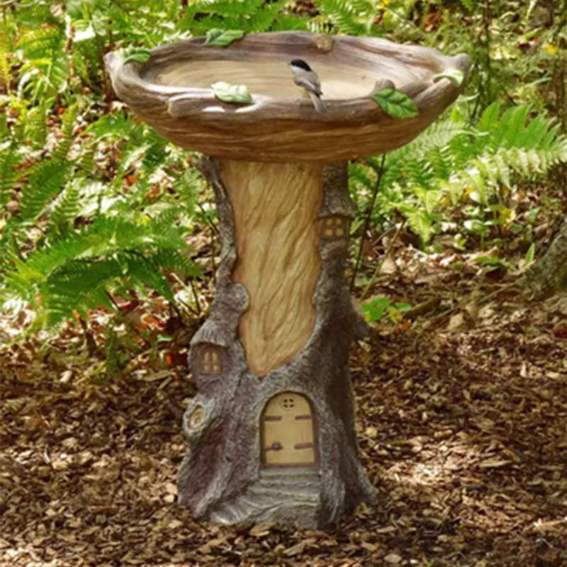 Resin Garden Design Ornament Bird Feeder Garden Stump Animal Dog Raccoon Crafts Outdoor Decorative Ornaments