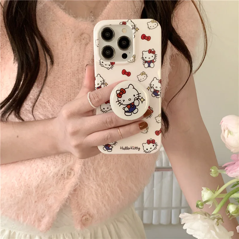 

Kawaii Sanrio Cell Phone Case Hello Kittys Accessories Cute Cartoon Anime Iphone1514Promax121311 Anti-Fall Toys for Girls Gift