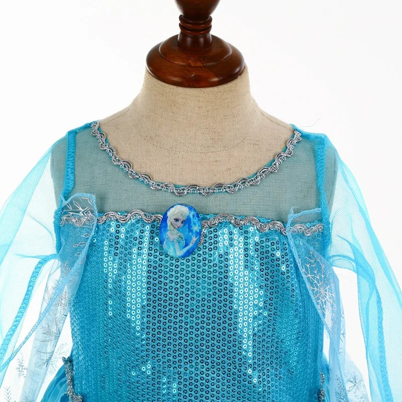فساتين أميرات ديزني إلسا بأكمام طويلة فستان بناتي للأطفال أزياء ملكة الثلج المجمدة كرنفال فساتين حفلات أعياد الميلاد