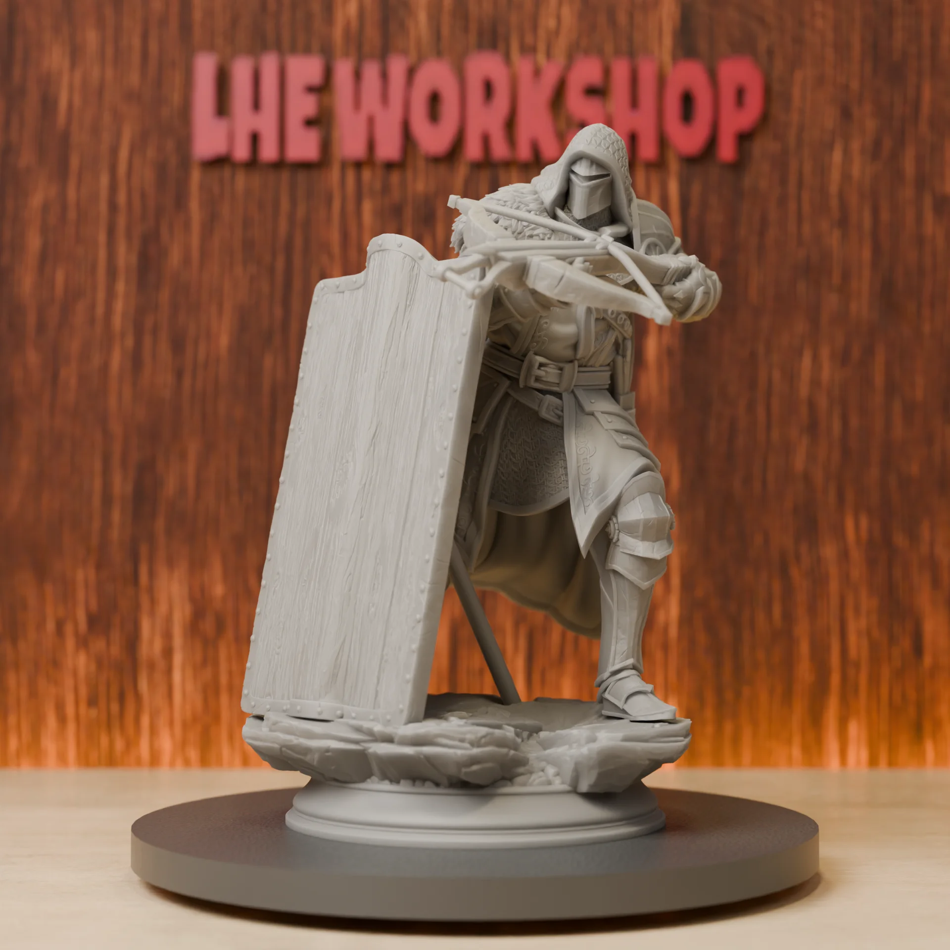 Shielded Crossbowman Miniatures | 28mm-75mm | Resin 3D Printed DND Pathfinder Mini | Unpainted Grey