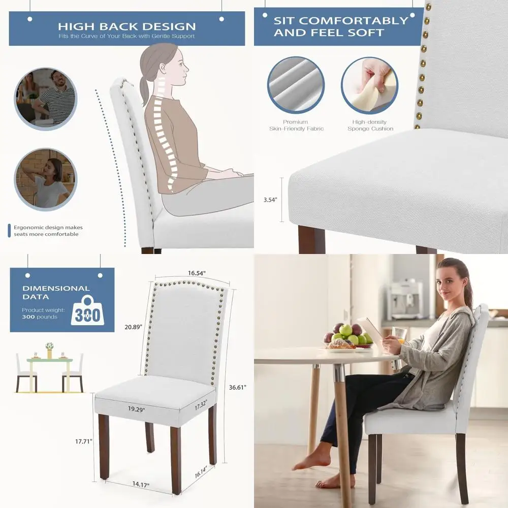 

Набор из 2 обеденных стульев, современные кухонные стулья из искусственной кожи с деревянными ножками и мягким сиденьем для столовой/кухни/гостиной/рестовой