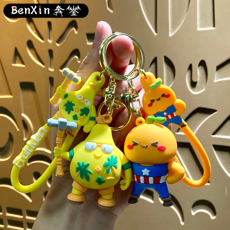 2025 미니소 만화 귀여운 과일 어벤져 키체인 가방, 커플 자동차 소형 선물, 고급 선물, 하이엔드