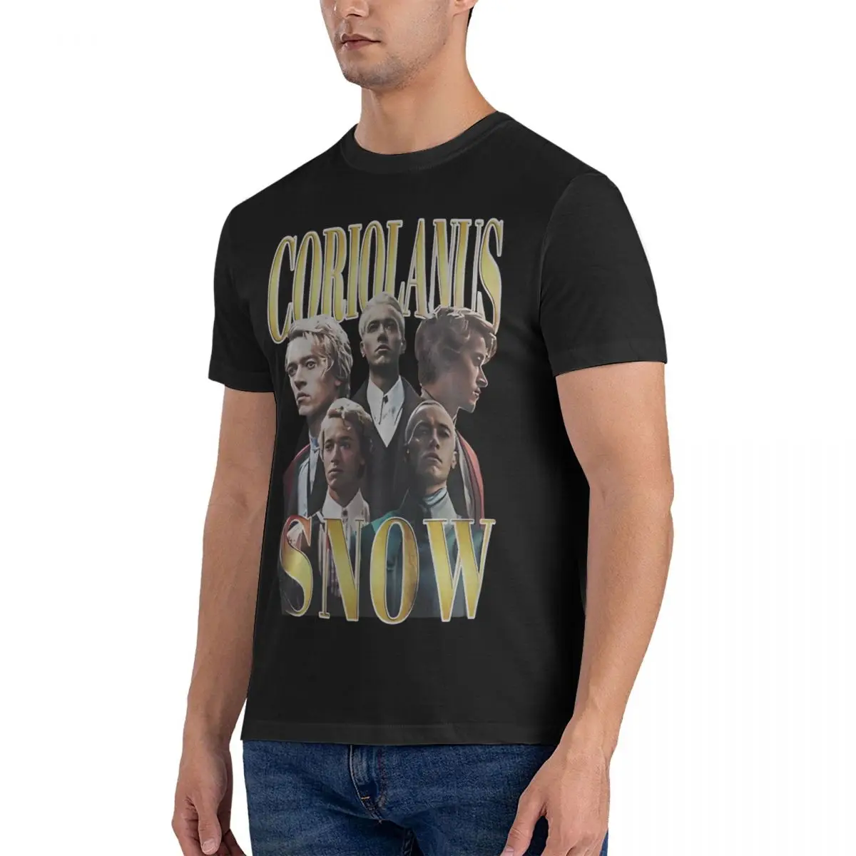 Funny Coriolanus Snow Style Tom Blyth Vintage T-Shirt Men Round Collar Pure Cotton T Shirts The Hunger Games Short Sleeve Tees