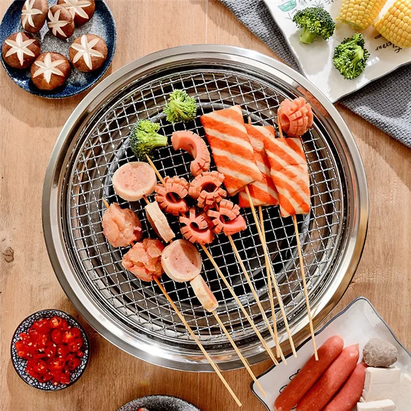 13 Inch Korean BBQ Grill Multifunctional Charcoal Barbecue Grill BBQ Charcoal Grill Foroutdoors Camping Picnic Andindoor Cooking