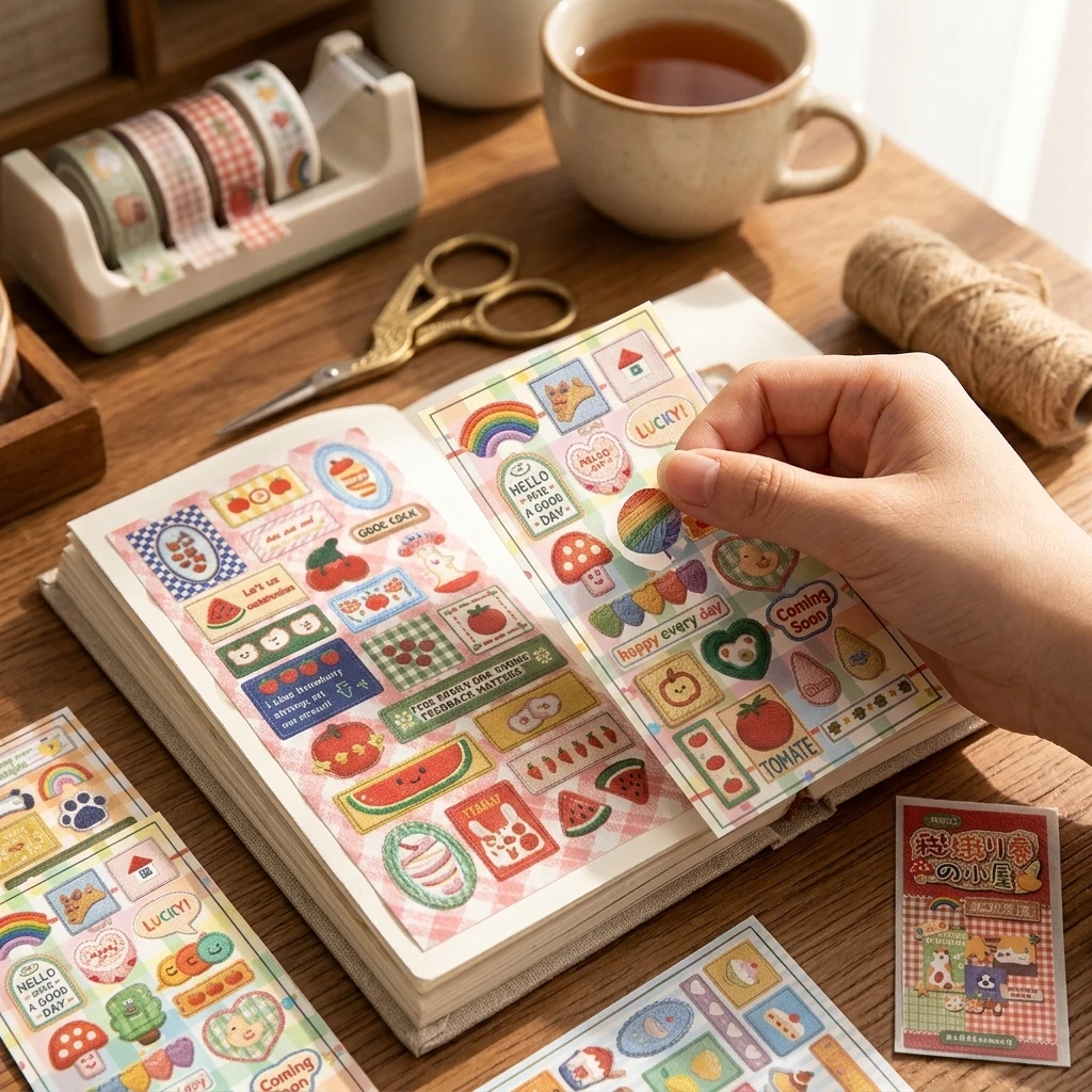 PET Stickers Faux Embroidery Decals Vintage Cute and Delicate Embroidery Sticker Book for Adults Sticker Journaling Stickers