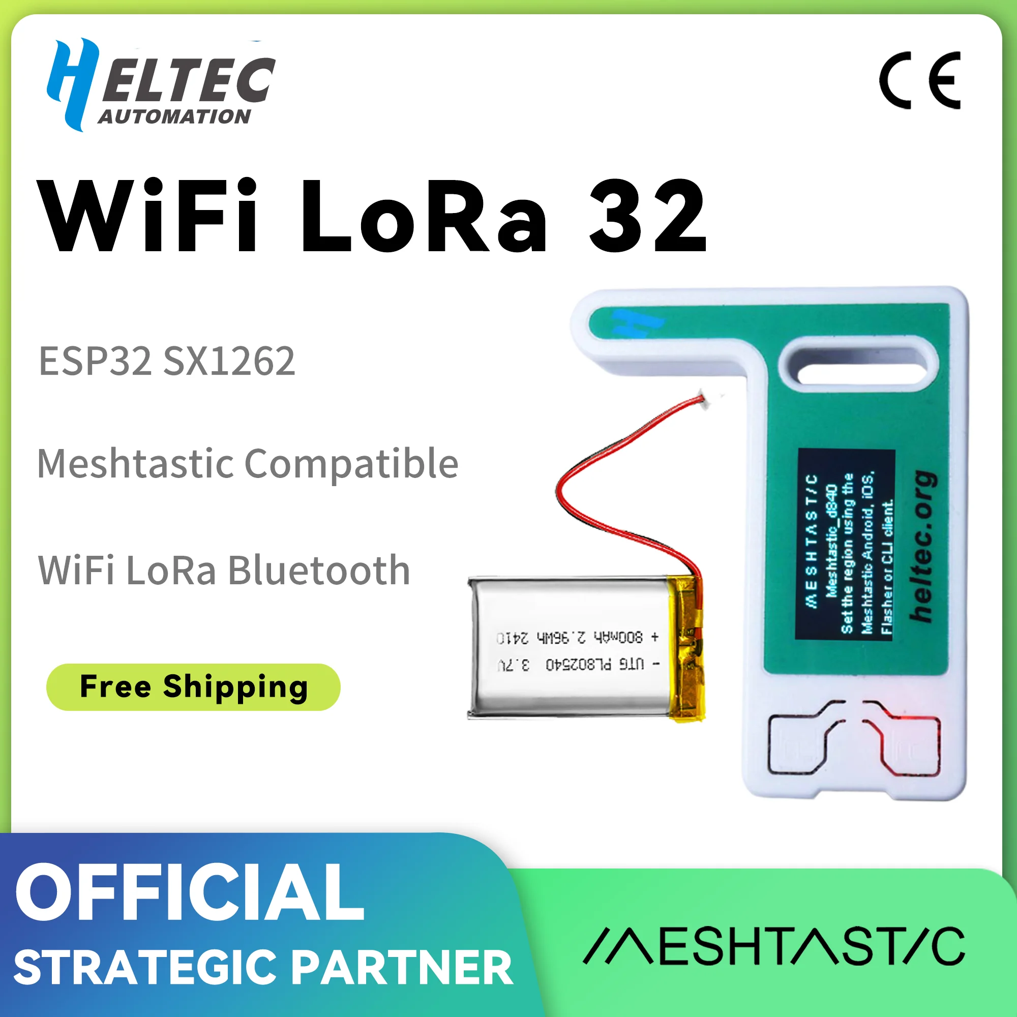 

Heltec WiFi BLE Meshtastic LoRa 32 V3 ESP32 SX1262 Dev-board With 3.7V Lipo Battery 800Mah Lithium Battery Support Arduino