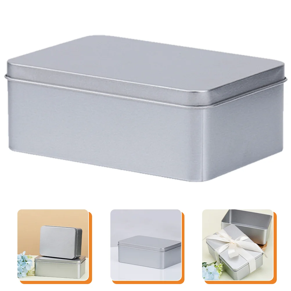 3 Pcs Wedding Tinplate Box Child Snack Containers Rectangular Empty Hinged Tins Small Case Can