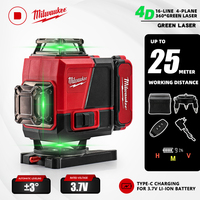 Milwaukee 4D Green Laser Level 16 Lines Horizontal And Vertical Cross With Remote Control 360°Self-leveling Laser Levels Tool