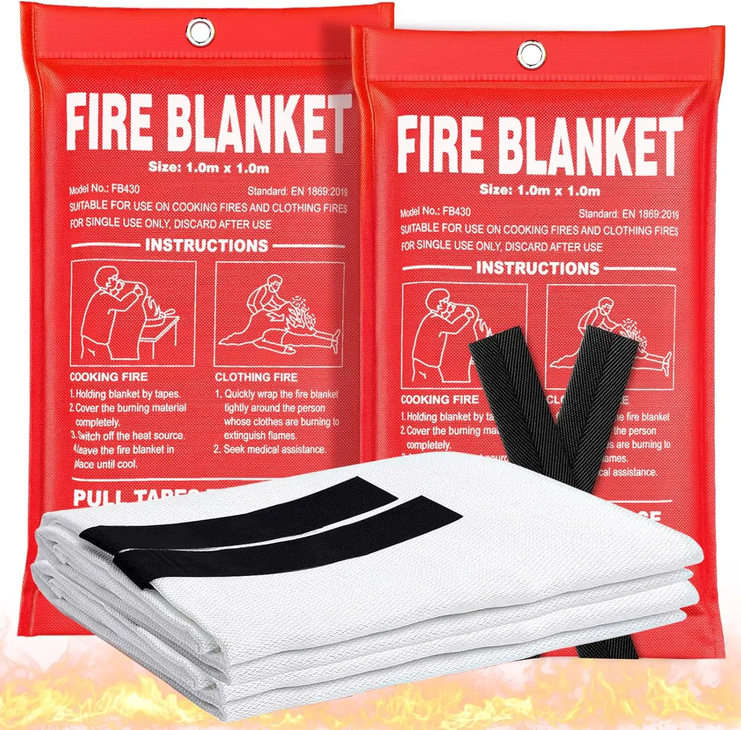 

2-Pack 40x40 Inch Emergency Fire Blanket for Kitchen, RV, Grill - Safe & Easy Use