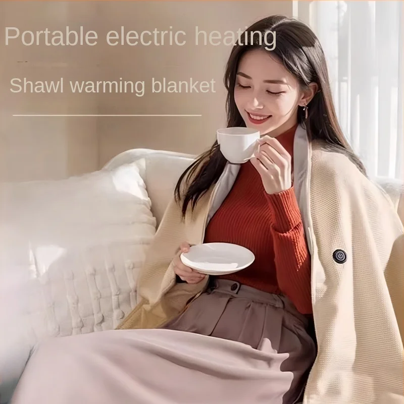 Portable Electric Blanket Heating Shawl Blanket, USB Powered Graphene Heating Detachable and Washable | 15 Second Fast Heating