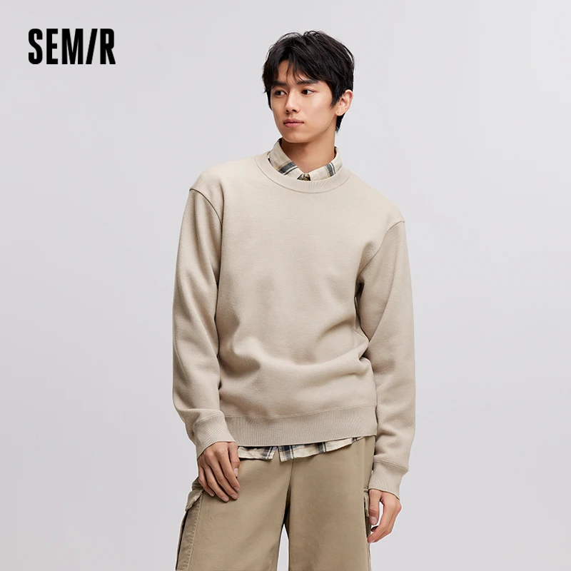 

Semir Pullover Men Fleece Solid 2025 Winter Warm Casual Man Clothes Sweater Soft Fleece Fabric Loose Fit 2025 New Daily Wear