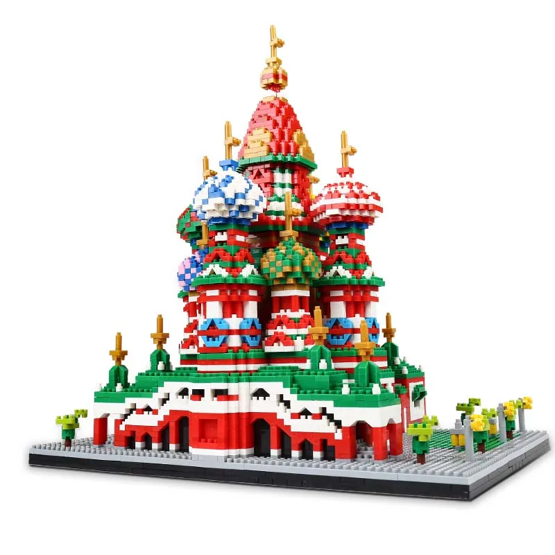 KNEW BUILT Cathedral Construction Set for Adults Russian Red Square Architectural Kit Toys Micro Mini Building Block Bricks Gift