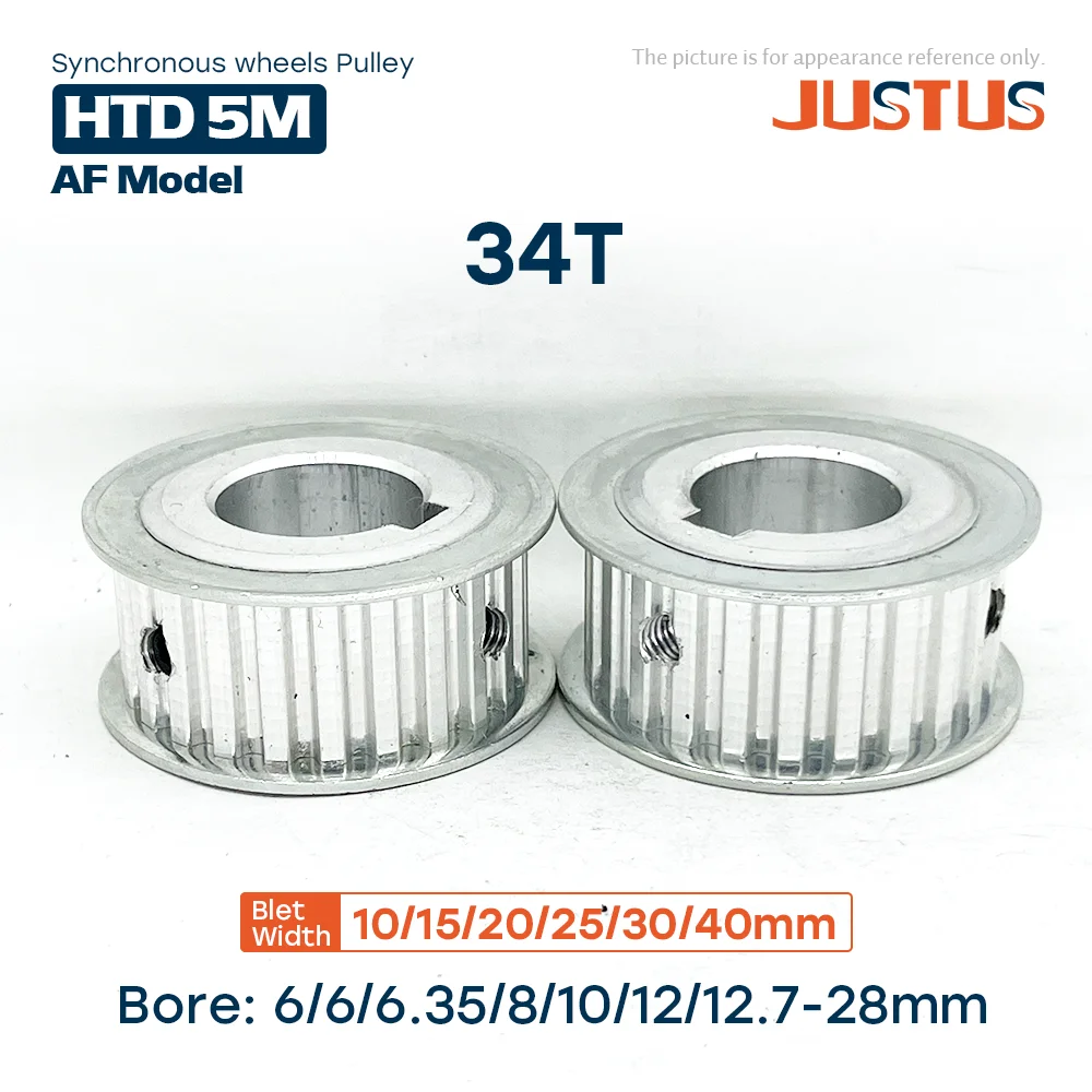 HTD 5M 34 Teeth Timing Pulley Bore 5mm 6mm 8mm 10mm 12mm-30mm for Belt Width 10/15/20/25mm Used In Linear Pulley 5GT