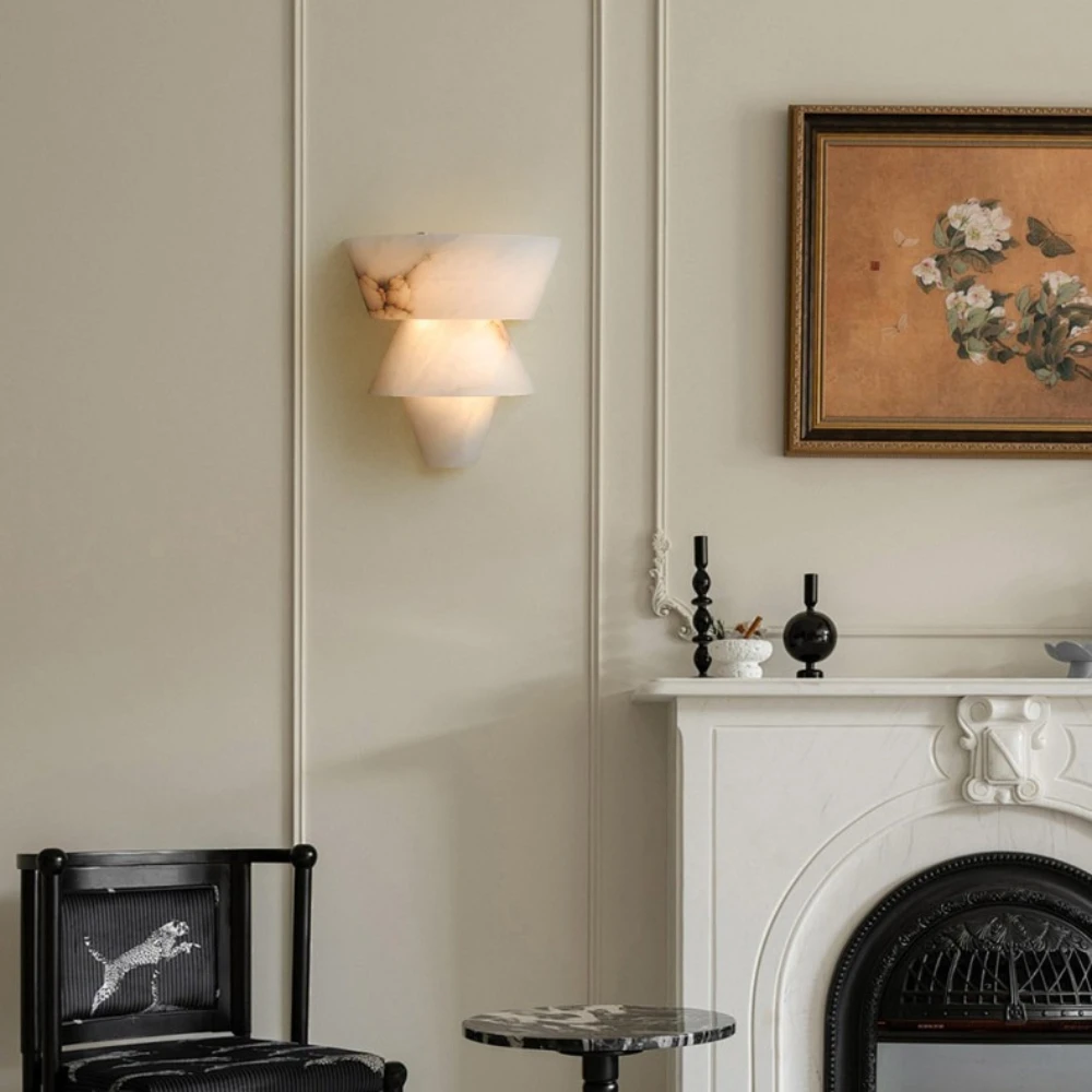 Natural Alabaster Wall Sconces Marble Wall Lamp Bathroom Vanity Light Fixtures  White Stone Wall Mount Lamp for Bedroom