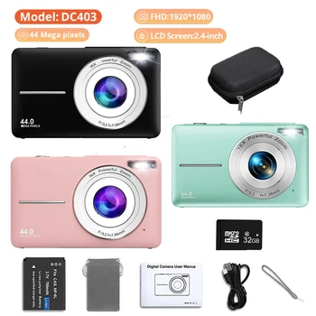 어린이 여아용 디지털 카메라, 44MP 카메라, 2.4 인치 HD 1080P 충전식 카메라, 16x 줌 컴팩트 카메라, 카메라 디지트