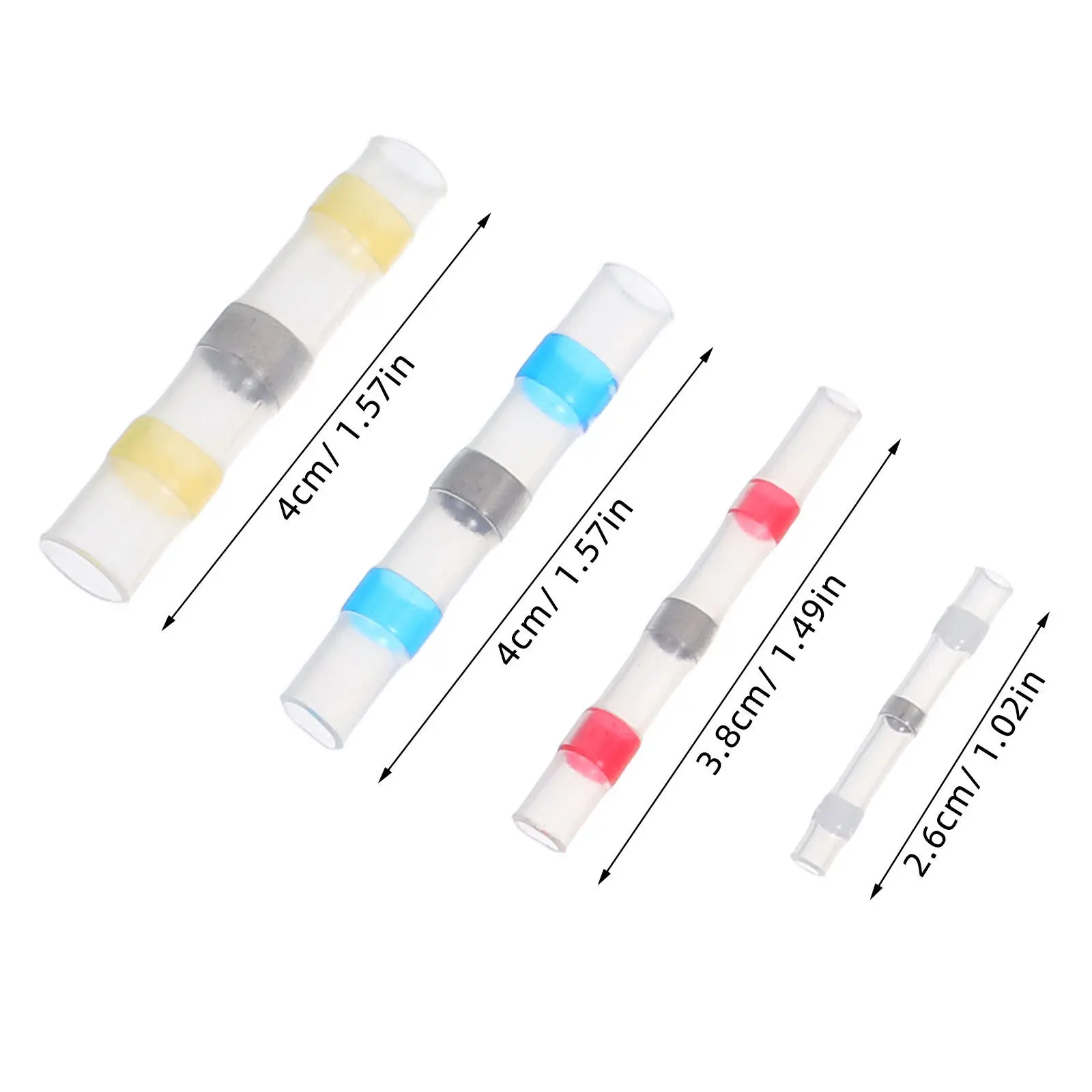 150Pcs Heat Shrink Butt Wire Connectors with Solder Ring Waterproof Tight-Space Splicing Terminals for Automotive Marine