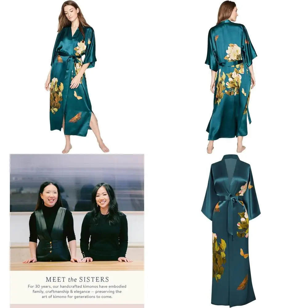 Elegant 100% Mulberry Silk Washable Kimono Robe