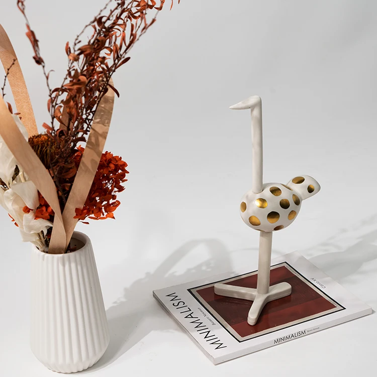 Modern Simplicity Home Office Decoration White Resin Home Decor Long Legged Crane Ornament