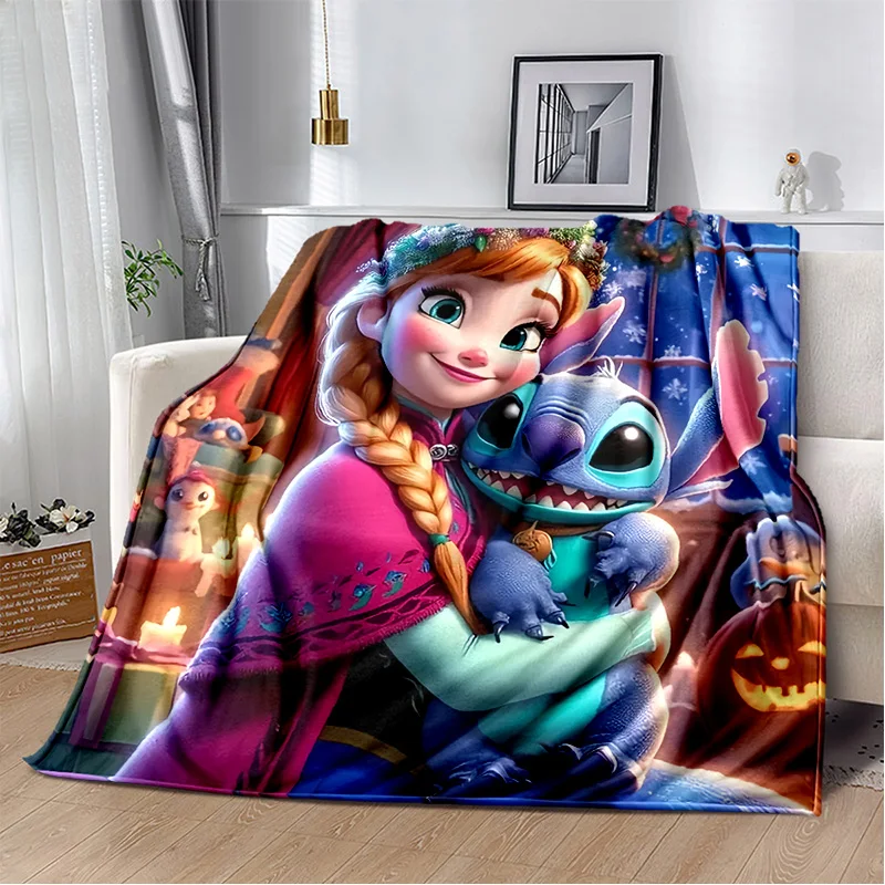 Kawaii Stitch Cartoon Personality Soft Flannel Blankets,Throw Blanket Comfortable Blanket for Picnic Beds Sofa Home Bedroom Kids