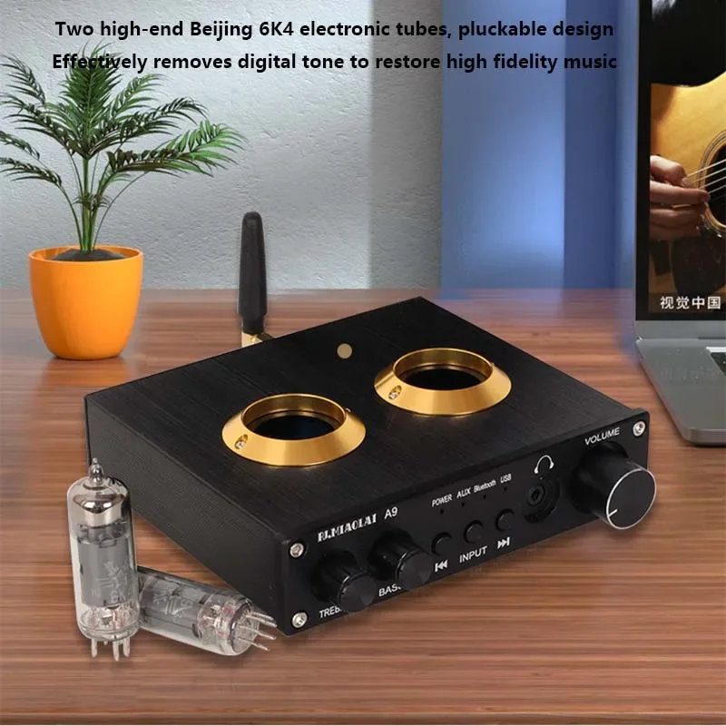 Audiophile Tube Preamplifier 6K4 Tube Bluetooth 5.0 USB 입력 다기능 프리 앰프 고베이스 조정 헤드폰 출력