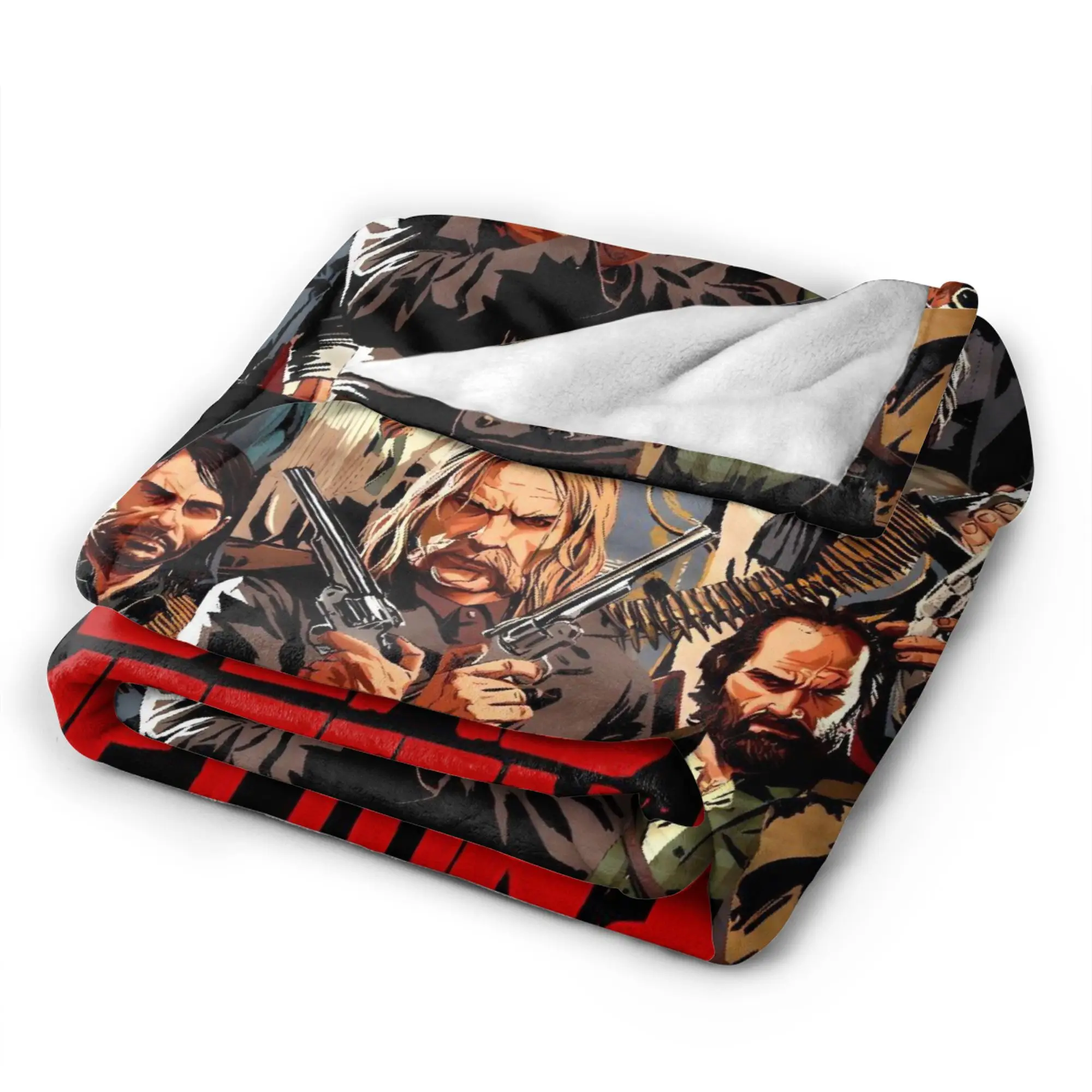 Red Dead Redemption 2 Blankets  Travel Office Flannel Throw Blanket For Bedroom Super Warm Custom DIY Bedspread Birthday Present