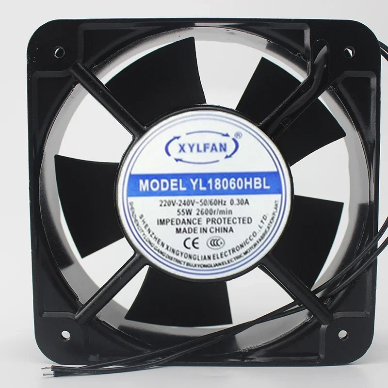 YL18060HBL Server Cooling Fan AC 220V 0.30A 180x180x60mm 2-Wire