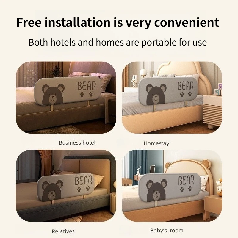 120CM Baby Safety Bed Barrier No-install Baby Bed Guardrail Anti Fall Bed Fence Portable Folding Travel Beds Rail Protection