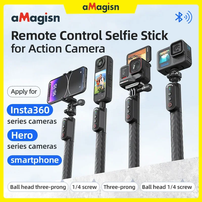 aMagisn Action Camera Bluetooth Remote Control Selfie Stick Shadowstone Insta360 Mobile Phone GoPro Accessories