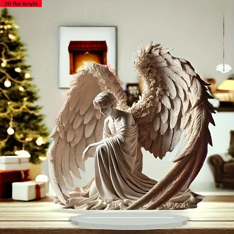 2D Elegant Acrylic Angel Ornament Desktop Decor Multi-Functional Home Office Artistic Christmas New Year Gift High Aesthetic