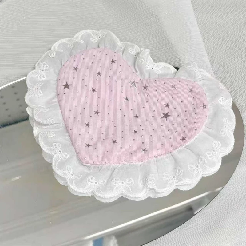 Pink Star Love Meal Mat High Beauty Lace Fabric Lace Cup Mat Thermal Insulation Anti Slip Cup Mat Desktop Mat Home Decoration