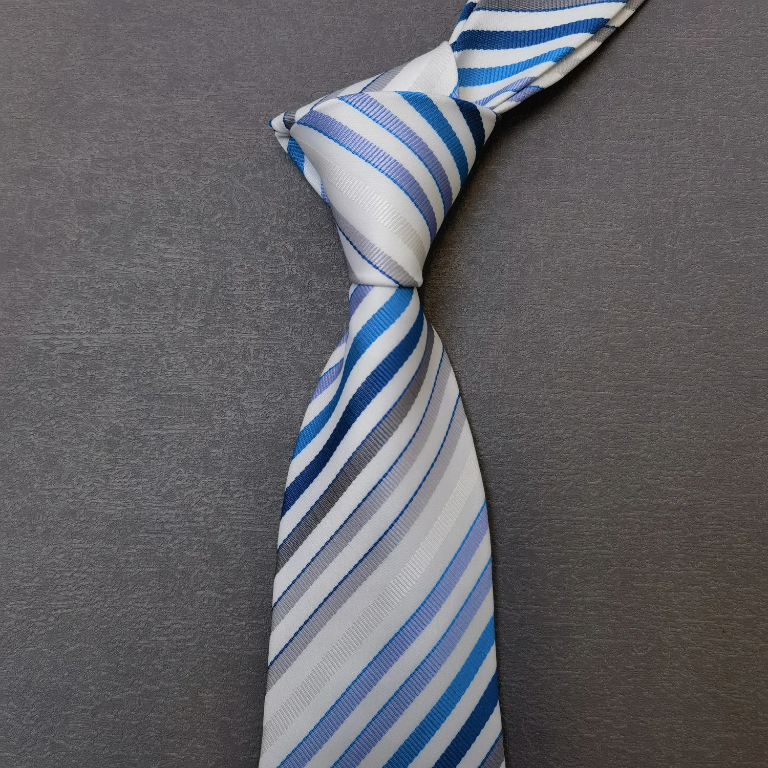 핫세일 클래식 8cm 실크 100% 타이 스트라이프 퍼플 블루 넥타이 (박스 포함) 남성 정장 액세서리 웨딩 직장 선물