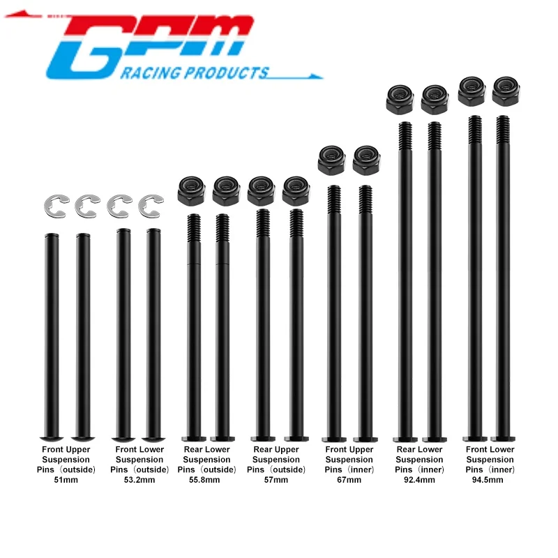 GPM TPS/PIN 4140 CARBON STEEL COMPLETED FRONT AND REAR SUSPENSION PINS FOR TRAXXAS 1/6 FUNCO PRO SCALE 2WD SAND CAR 8S RC Upgrad