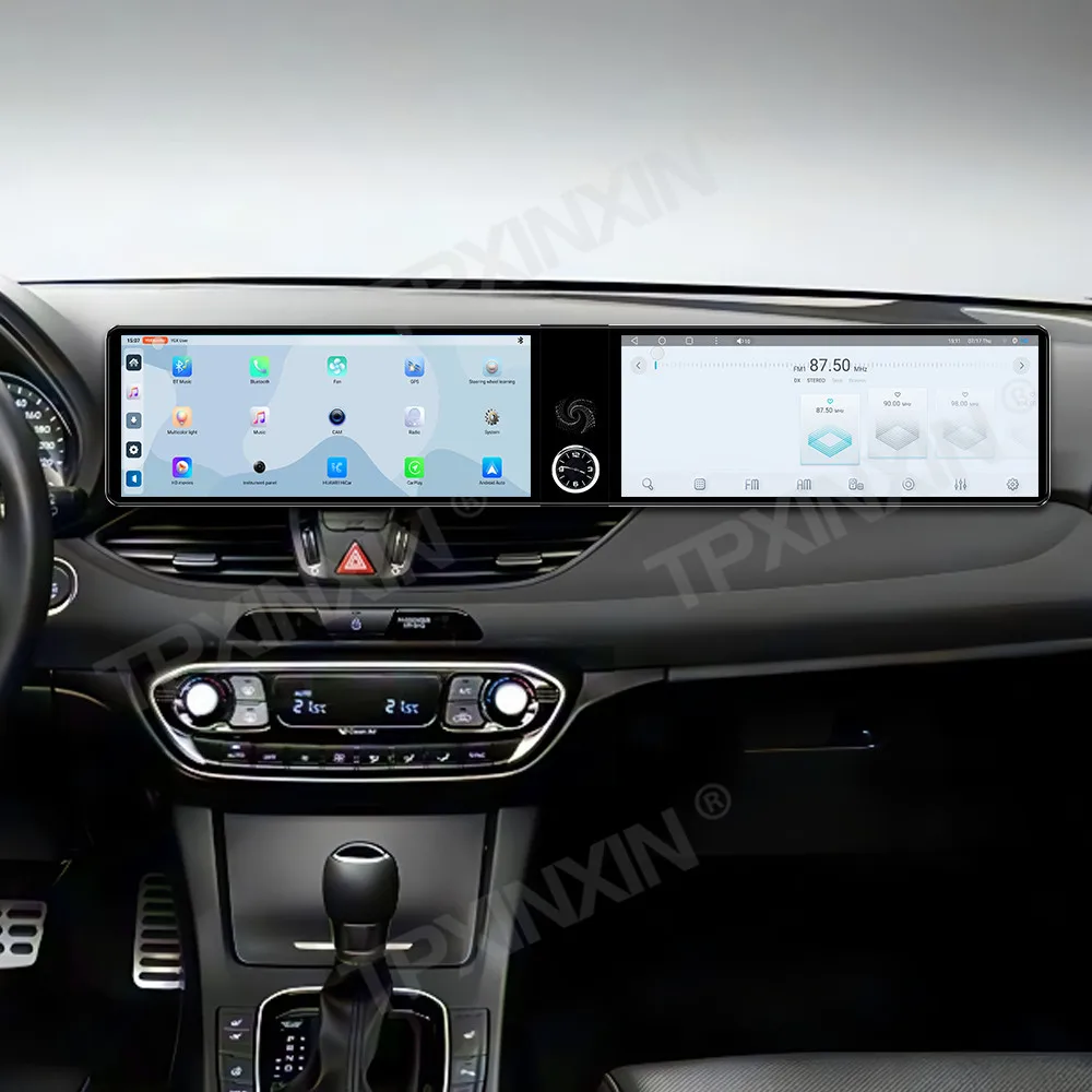 ヒュンダイi30 2017-2022用デュアル12.3インチカーラジオ、Android 13、CarPlay、GPSナビゲーション、マルチメディアプレーヤー、HDスクリーン、ヘッドユニット、オート