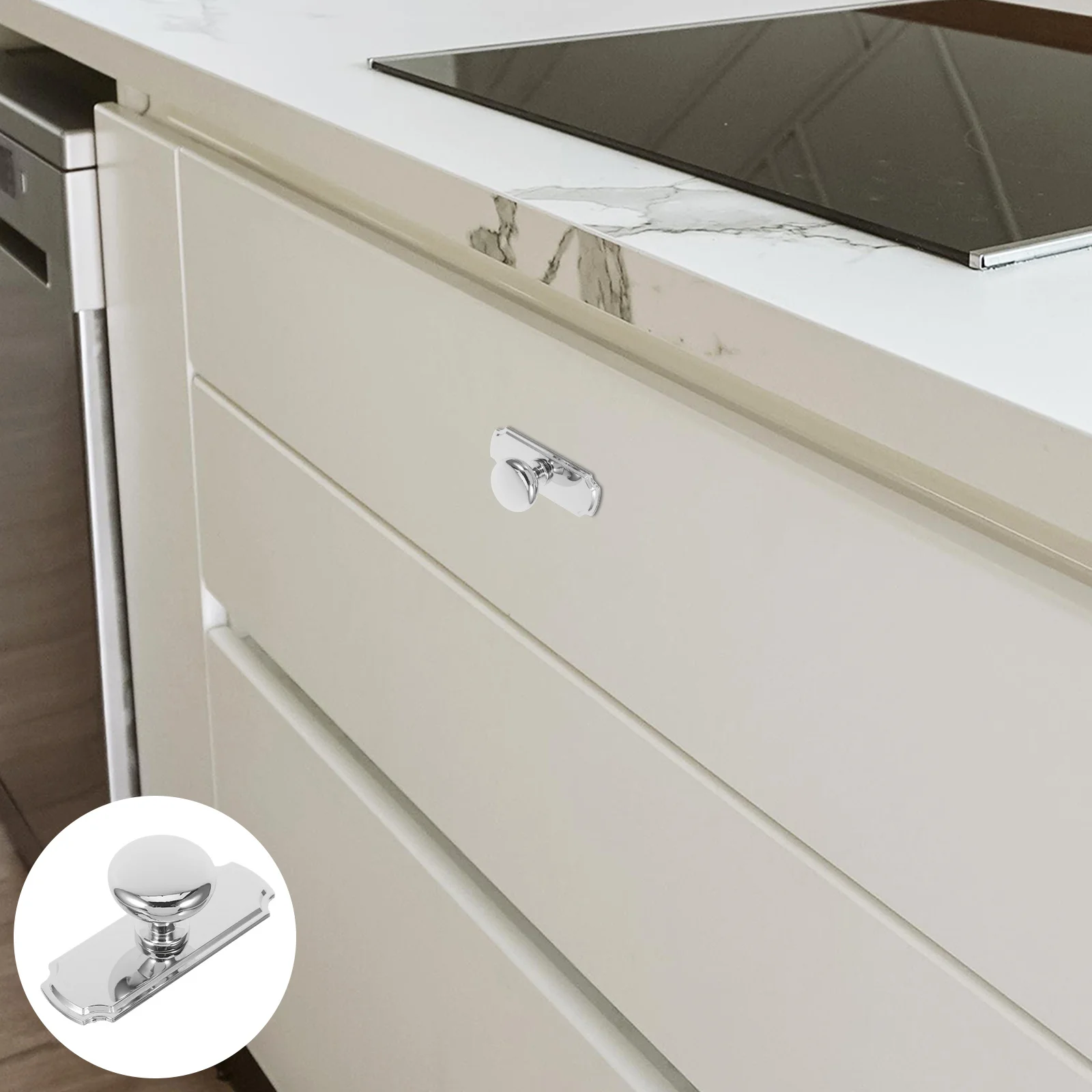 

Cabinet Handle Retro Zinc Alloy Drawer Pull For Kitchen Wardrobe Furniture Single Hole Installation Silver Cupboard