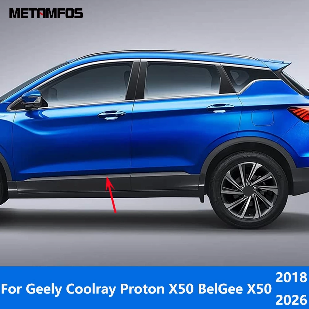 For Geely Coolray Proton X50 BelGee X50 2018-2024 2025 2026 Door Side Line Strip Body Skirt Molding Trim Accessories Car Styling