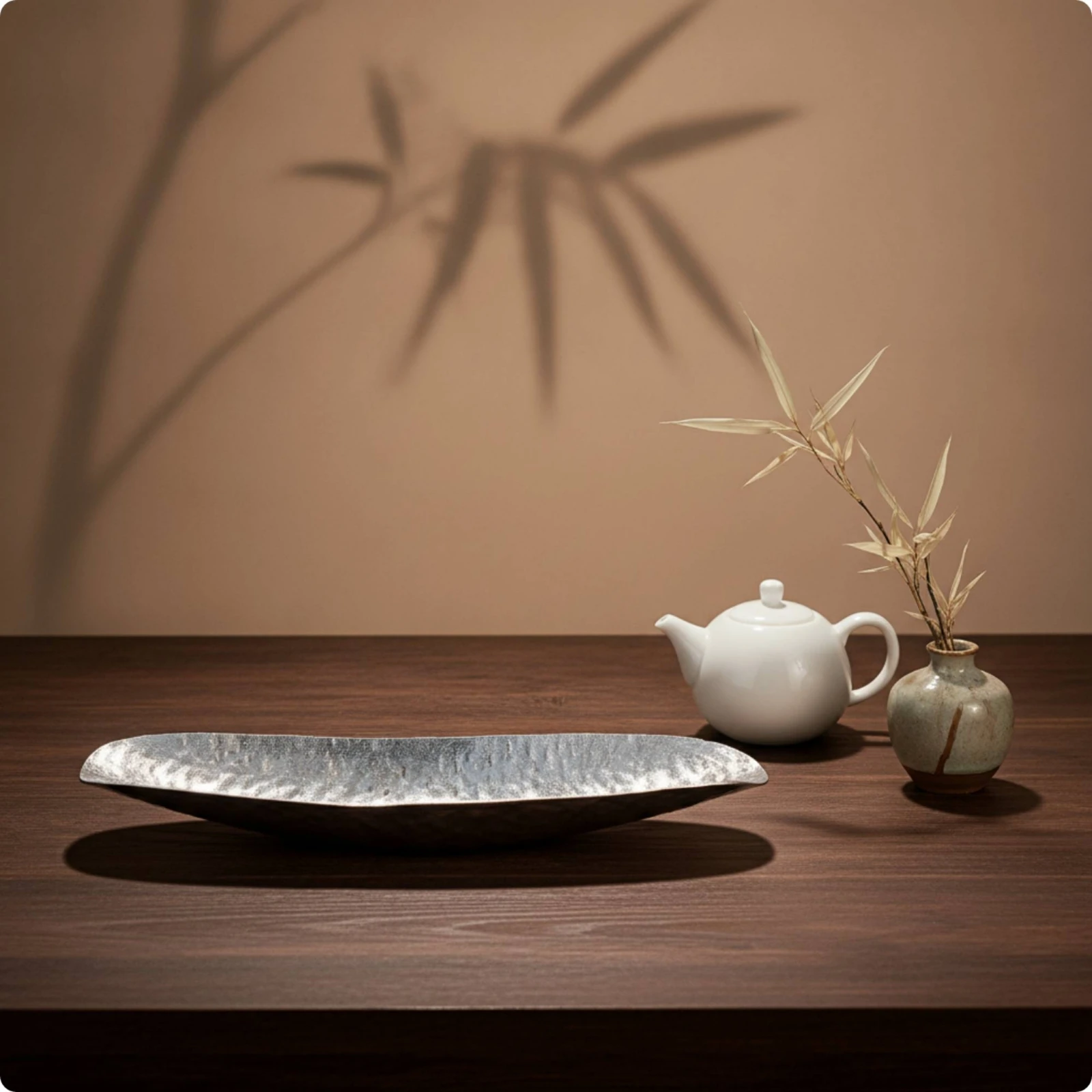 Oval Display Tray Silver Oval Serving Tray Shallow Raised Edges for Decorators, Coffee Table