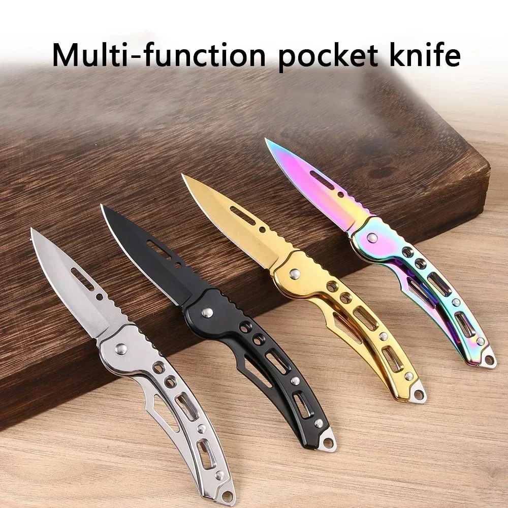 

FUTE New Stainless Steel Keychain Folding Knife Outdoor Folding Knifes Mirror Sharp Pocket Fruit Knife Portable Multi Functional