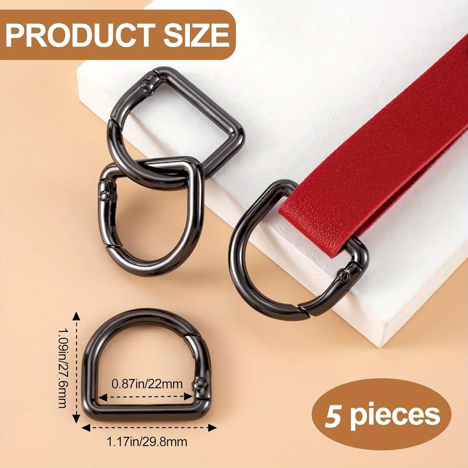 5pcs D Ring Openable Metal Buckles Bag Luggage Strap Connecting Clasp Spring Keyring Hardware Accessories