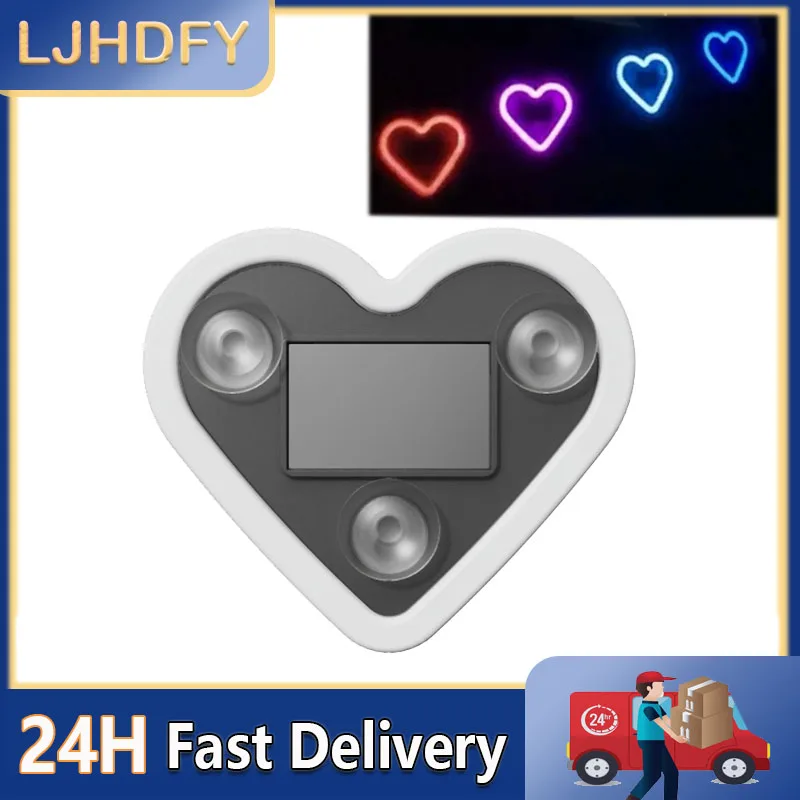 Solar Light Heart-shaped Dynamic Gradient LED Fit Car Interior Light Decoration Accessory RGB