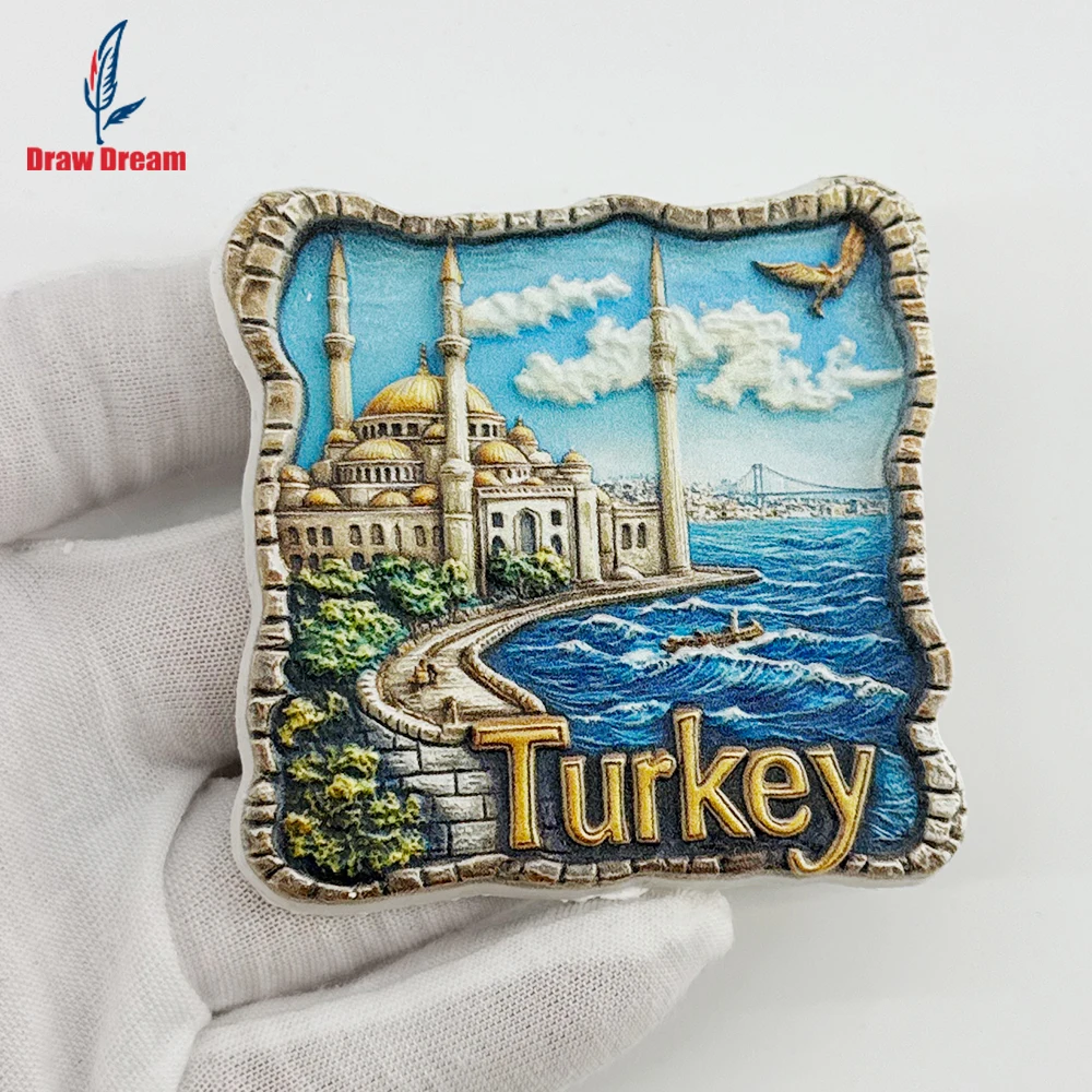 1Pc Turkish Seaside Lighthouse Creative 3D Refrigerator Magnet, World Travel Souvenir Collection, Suitable for Home and Office Decoration, Personalized Exclusive Travel Souvenir Magnetic Refrigerator Magnet, Home Decoration, Kitchen, Room, Office, Cabinet Crafts, Gifts, Holiday Souvenirs, Exquisite Small Gifts