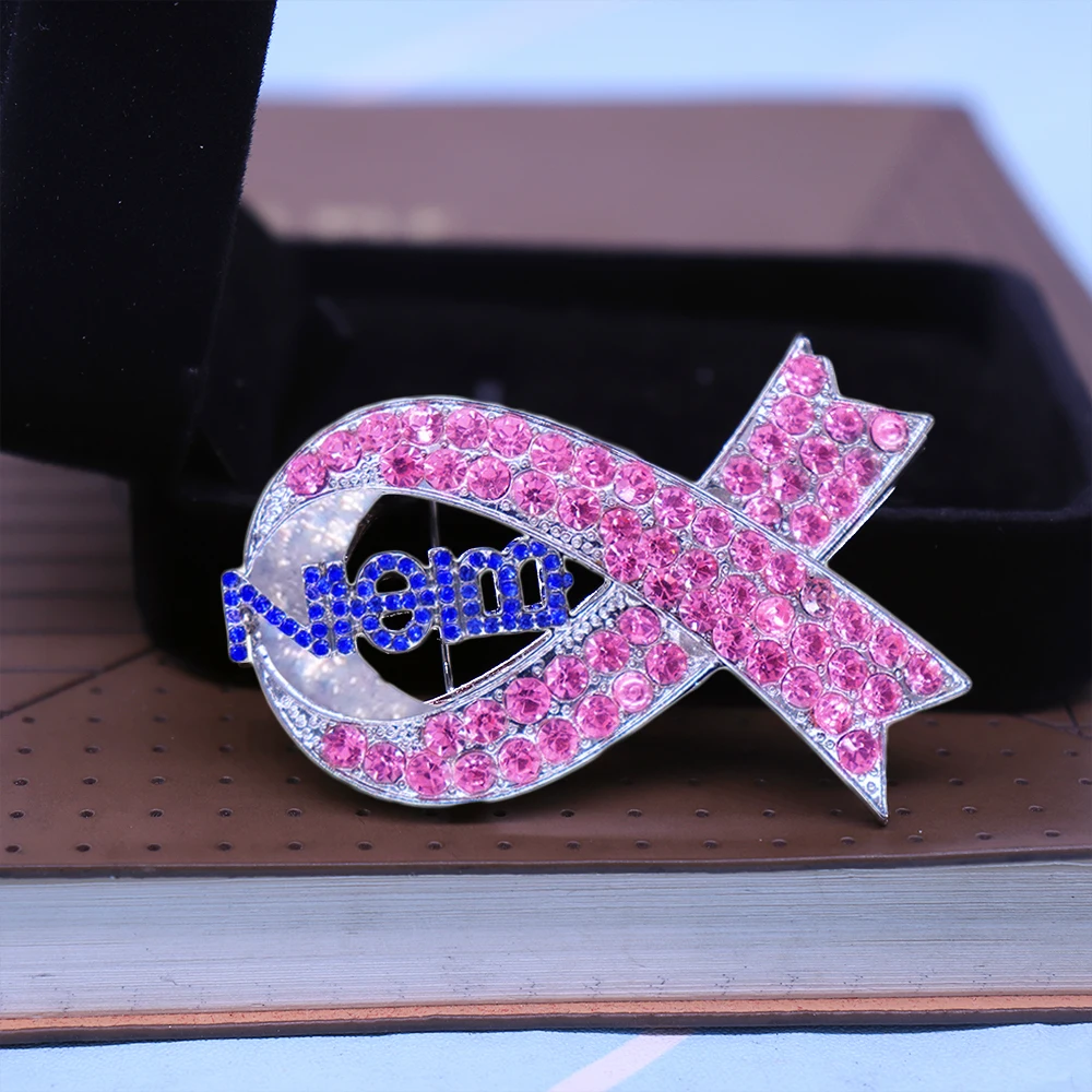 Pink RIbbon Awareness Pin Greek Letter Zeta Phi Beta Sorority Women Brooch Jewelry Custom