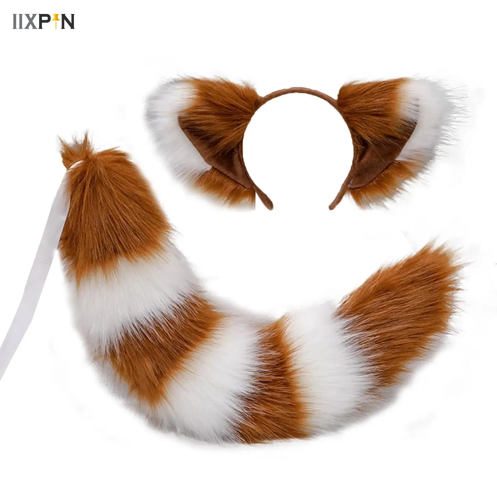 

Halloween Party Fox Tail Cat Ears Set Faux Fur Hair Hoop Hairband Halloween Cosplay Animation Exhibition Character Plush Props