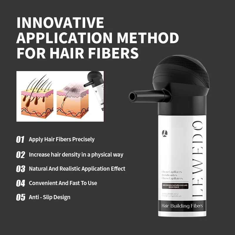 Hair Building Fibers Powder Kit with Applicator Keratin Hair Fibers Refill Bag Bald Extension Hair Thickener Powder Hair Growth