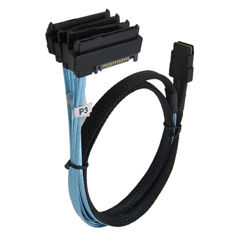 Internal Mini SAS 36 Pin SFF-8087 To (4) 29 Pin Hard Disk Drive Separator +15 Pin SFF-8482 SATA Connector Cable