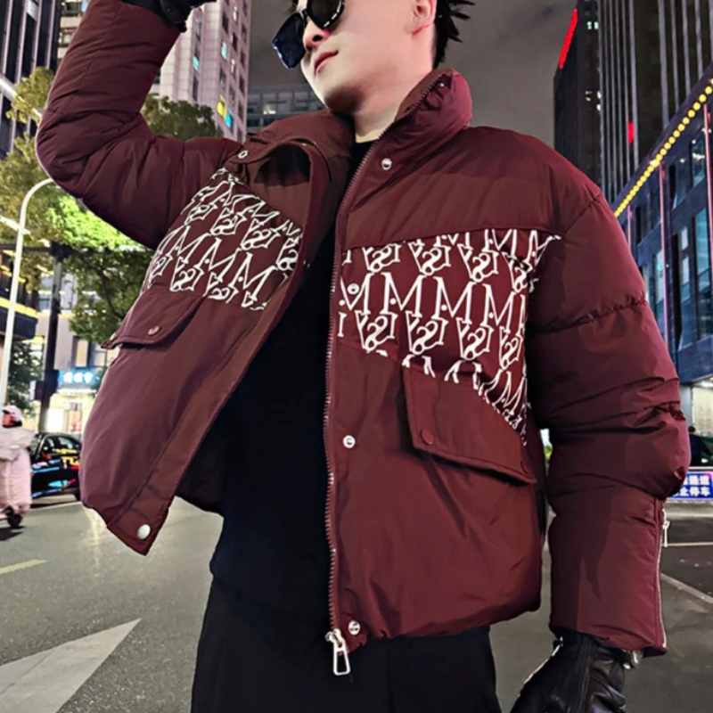 Winter Thickened Warm Stand-up Collar Jacket Fashion Slim Casual Business Parkas Social Streetwear Hip Hop Coats Men Clothing