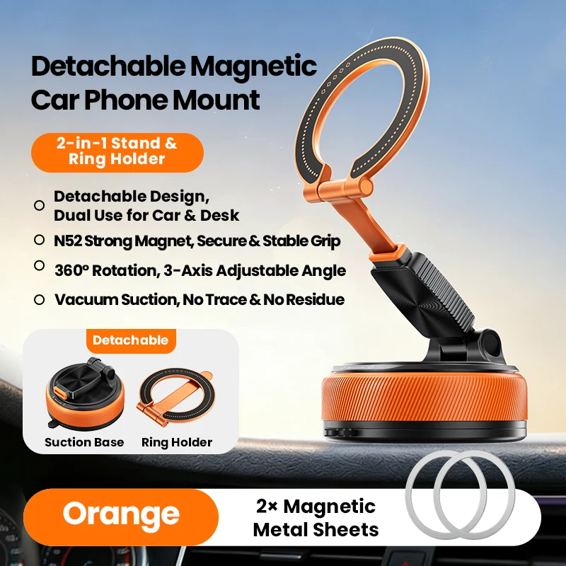 

2026 New Split Suction Cup Magnetic Bracket 360° Rotation Holder Foldable Portable Car Desktop Dual-Use Detachable Phone Holder