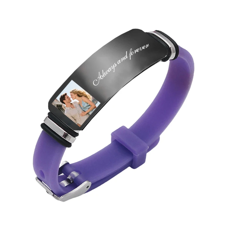 Customized Photo Text Bracelet, Personalized Silicone Wristband